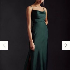 BHLDN Cali Satin Cowl-Neck Midi Slip Dress